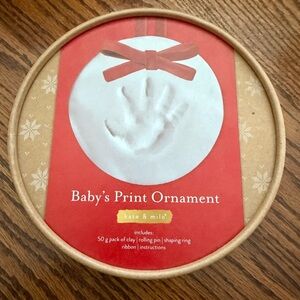 Kate and Milo Baby's Handprint Ornament - Red and White